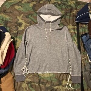 Rag and bone thermal lined scuba hoodie lace sides cotton size S/20